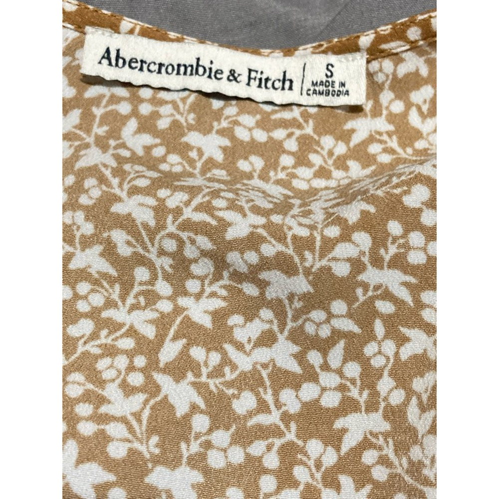 Abercrombie & Fitch Twist Front Top Women's S Brown Floral Long Sleeve V Neck - Picture 8 of 8